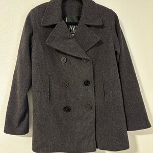 Vintage J. Percy 100% Merino Wool Peacoat Charcoal Gray Size 2 Pockets